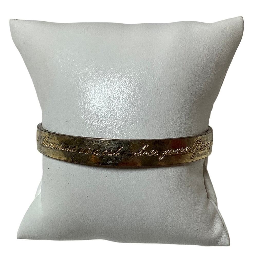 Kate Spade New York Gold Tone Engraved Script Idiom Bangle Bracelet F16-45